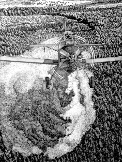 Air Tractor AT-802F Firefighting DeSpain Pen and Ink Drawing