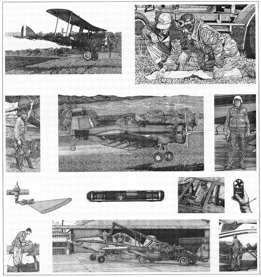 Ag Operation Collage DeSpain Pen and Ink Drawing