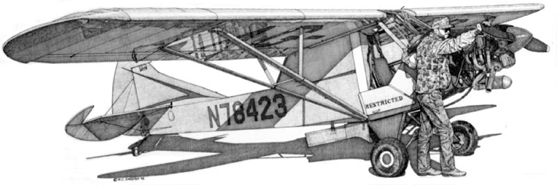 Clipped J3 Cub DeSpain Pen and Ink Drawing